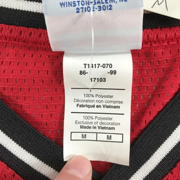 Vintage Champion Shirt Mens Medium Red Mesh V-Neck Short Sleeve Athletic Jersey - Picture 4 of 9